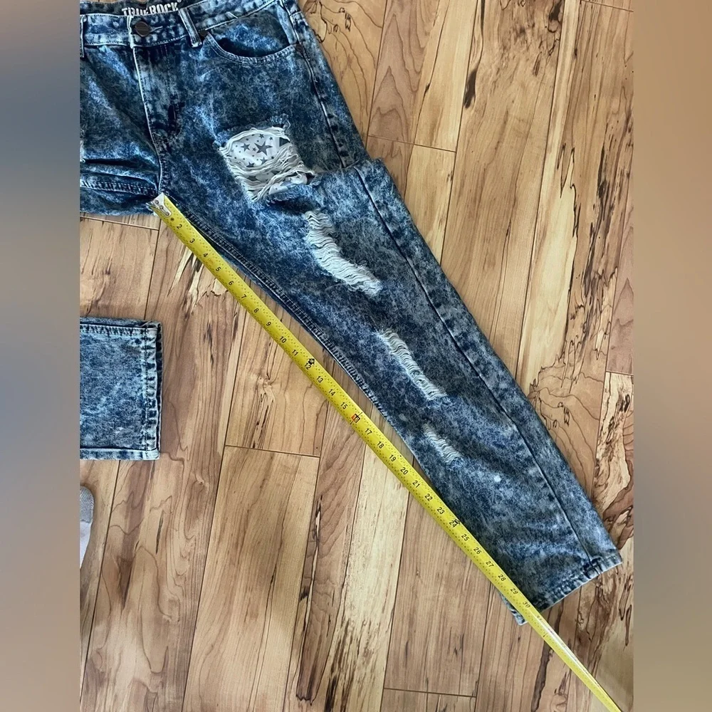 TRUE ROCK Blue Skinny Jeans Distressed Fashion men’s size 34 see measurements